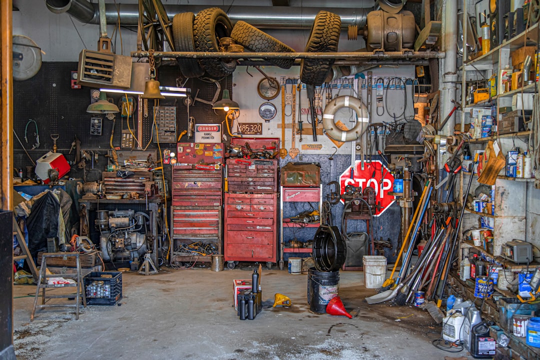 Assorted workshop tools and metal offcuts on a workbench